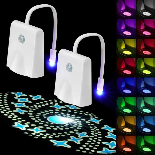 2PACK Night Toilet Light LED Motion Activated Seat Sensor Bathroom 8 Color