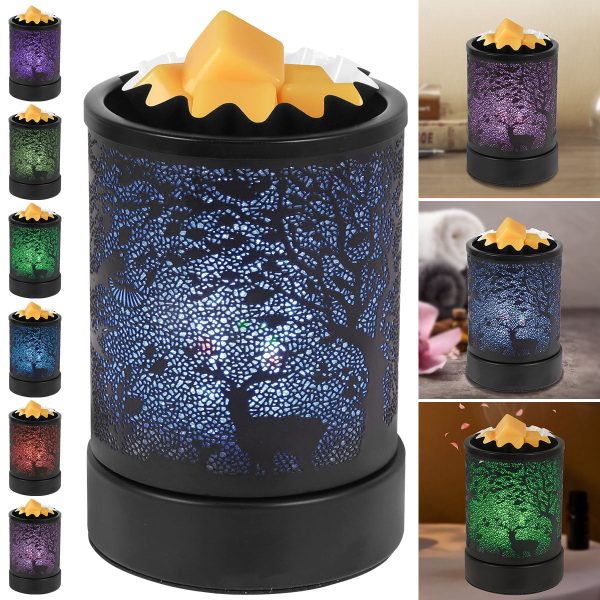 Nyidpsz Wax Warmer Metal Candle Warmer Wax Melt Warmer Night Lamp with Colorful Light for Home