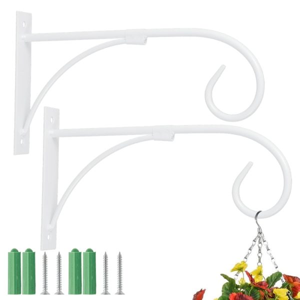 NUAHRHY 4Pcs Hanging Plant Hook Flower Pots Basket Holder Hanger Iron Art Garden Wall Bracket