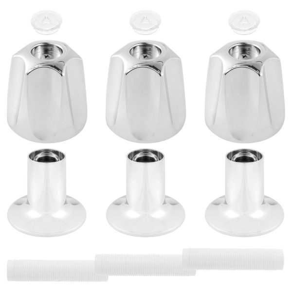 3PCS Shower Knob Replacement, Zinc Alloy Shower Faucet Handle Metal Bathtub Shower Faucet Knob with Screws, Hot Cold and Diverter Knob for Bathroom Shower