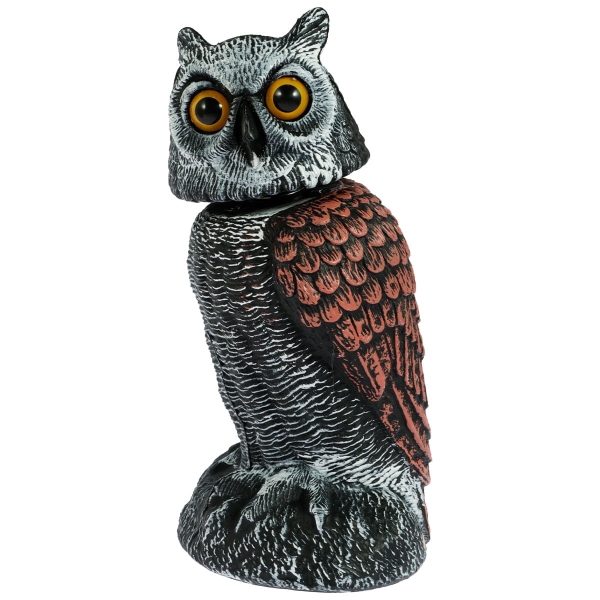 Qenwkxz Fake Owl Decoys to Scare Birds Away from Gardens and Patios, Rotating Head Owl Bird Deterrents, Nature Enemy Scarecrow Plastic Statues, Pest Repellent, Pigeon Deterrent 59.52*28.66*28.66in