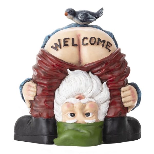 Qenwkxz Welcome Gnome Statue Resin Figurines Garden Gnome Statue Garden Statue Outdoor 5.91*5.12*4.53in