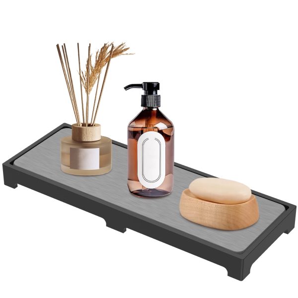 Dznils Sink Caddy and Organizer, Instant Dry Bathroom Sponge Soap Holder for Counter, Gray