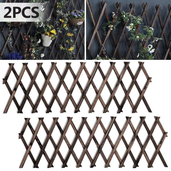 NUAHRHY 2pcs Expanding Divider Wooden Trellis Climbing Plants Support Panel Screening Lattice Garden Wall Fence Wood Lattice Panels Trellis