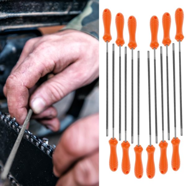 NUAHRHY 12pcs Chainsaw Chain Sharpening File Set Chainsaw Files Sharpener Multipurpose Chainsaw Sharpening File Chainsaw File Steel Chainsaw Chain Sharpening File for Chainsaw Sharpening