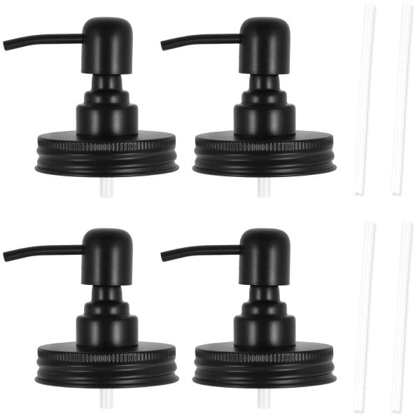 Dznils 4Pcs Mason Jar Soap Dispenser Lids with Pumps Lotion Dispenser Lids Leakproof Rustproof Hand Soap Pump Lids