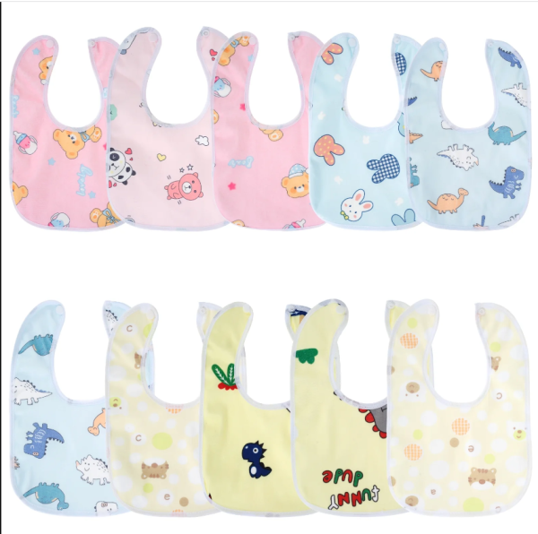 Lzvxtym 10Pcs Baby Bibs Waterproof Breathable Snap Bibs for Eating Drooling and Teething,Unisex