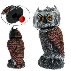Qenwkxz Fake Owl Decoys to Scare Birds Away from Gardens and Patios Rotating Head Owl Bird Deterrents Nature Enemy Scarecrow Plastic Statues Pest Repellent Pigeos 59.52*28.66*28.66in