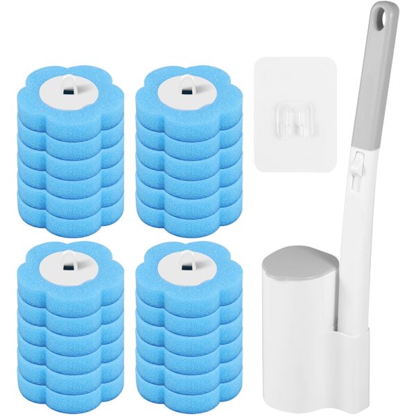 Wekvgz Toilet Cleaning Kit ToiletWand with 24pcs Toilet Refills Extended Handle Disposable Toilet Brush Replacement Head Wall Mounted Toilet Bowl Cleaner 360?? Deep Cleaning Hygienic for Bathroom