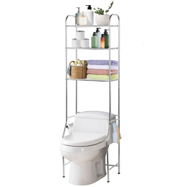 Dznils Over The Toilet Storage Shelf, 3-Tier Stainless Steel Bathroom Organizer Space Saver, Silver