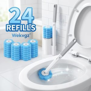 Wekvgz Toilet Cleaning Kit ToiletWand with 24pcs Toilet Refills Extended Handle Disposable Toilet Brush Replacement Head Wall Mounted Toilet Bowl Cleaner 360° Deep Cleaning Hygienic for Bathroom