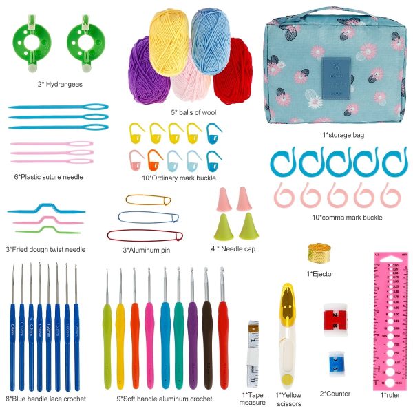 66PCS Crochet Kits for Beginners Colorful Crochet Hook Set with Storage Bag and Crochet Accessories Ergonomic Crochet Kit Practical Knitting Starter Kit for Adults Kids Gifts 9.36*8.19*2.34in