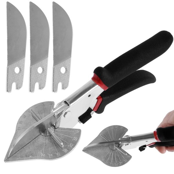 NUAHRHY Miter Shears Aluminum Alloy Multi Angle Trunking Shears Precise Shoe Molding Cutter Tool Miter Shears Cutter Hand Tool with 3 Blade and Safe Lock for Angular Cutting