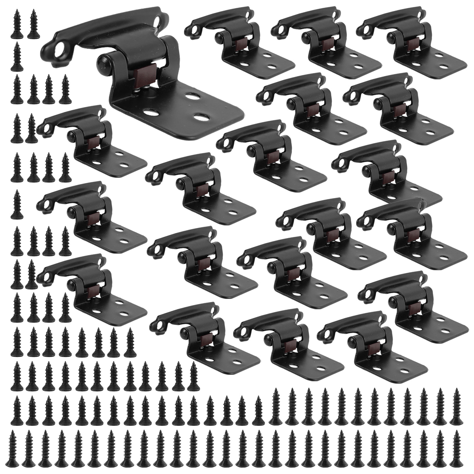 Wekvgz 20pcs Door Cupboard Overlay Cabinet Hinges 1/2" Self Closing Flush Mount Steel Sturdy Hardware Cabinet for Bathroom Office Kitchen Black