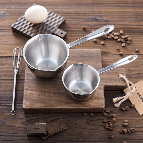 304 Stainless Steel Milk Pot Butter Melting Pot 300ml Milk Butter Lightweight Butter Coffee Pot Mini Chocolate Pan Multi-Purpose Small Cookware for Kitchen Home 8.54*4.61*2.24in