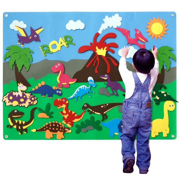29.5inch Preschool Felt Board with Hook Early Learning Felt Story Board Solar System Felt Story Board Kit Felt Board for Kids 14.82*10.53*1.56in Multicolour