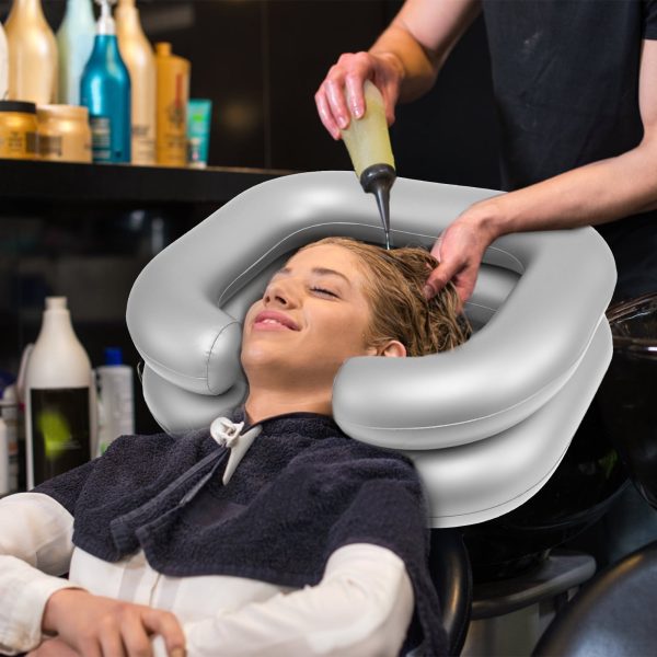 Wekvgz 24??20inch Inflatable Hair Washing Basin with Head and Neck Support Portable Inflatable Shampoo Bowl Foldable Hair Washing Tray for Home Hair Washing Cuts Coloring for Elderly Disabled