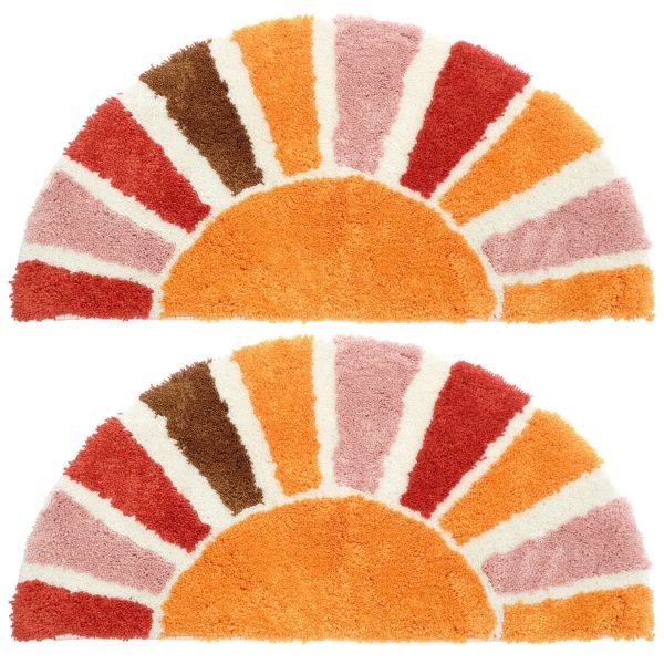 Sunflower Design Plush Indoor Door Mat 2.49*1.31in Machine Washable Half Circle Rug Doormat Boho Bath Mat Fun & Decorative Doormats
