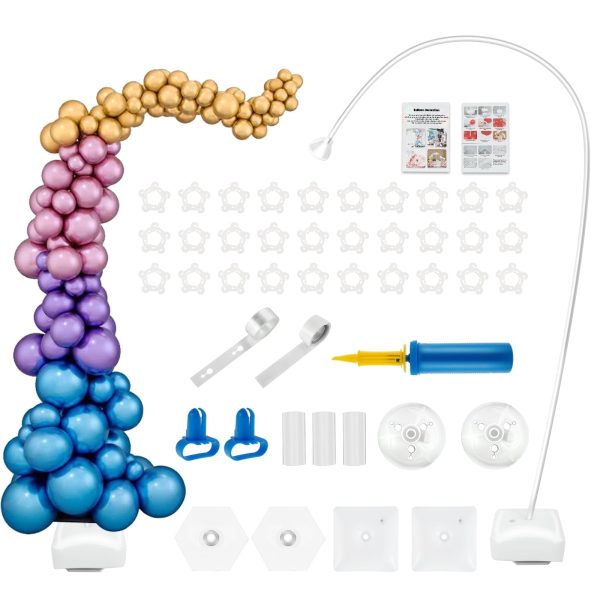 NUAHRHY Balloon Column Stand Kit Reusable Balloon Arch Kit Bendable Balloon Arch Stand with Water Fillable Base Balloon Clips Pump Knotter for Wedding Party Birthday Decoration 98.43in 47PCS