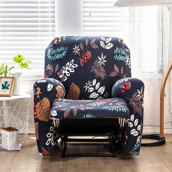 Set of 4 Printed Recliner Cover High Stretch 1Seat Sofa Slipcover Chair Cover for Single Seat Sofa and Couch Recliner Cover Sofa Slipcover