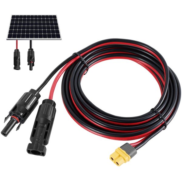 Lzvxtym Power Solar to XT60 Charge Extension Cable IP67 Waterproof 12AWG 10FT Solar Connector to XT60 Adapter Cable for Solar Panel