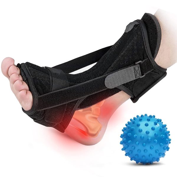 Lzvxtym Foot Drop Orthosis Corrector Brace, Ankle Support Plantar Fasciitis Night Splint Black
