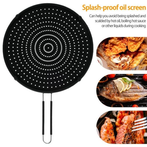 Lzvxtym NON-RUST Silicone Splatter Screen for Cooking - 13 inch Grease Splatter Guard,and Grease Strainer Non-Stick,Food Safe & Heat Resistant Splash Guard for Frying Pan