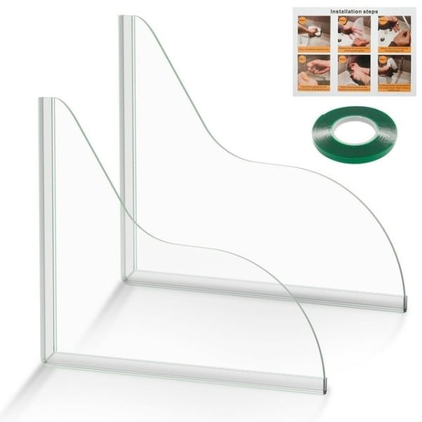 Ikoopy 2pcs Waterproof Acrylic Shower Splash Guards Transparent Reusable Bathtub Water Guards Easy To Install Wear Resistant Tub Corner Guards for Bathroom Tub
