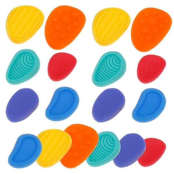 pluokvzr 18pcs Silicone Sensory Stones Toy for Kids Children Easy to Roll Textured Worry Stones Toy Bright Color Calming Soft Stone Toy for Students Anxiety Relief