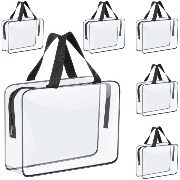 NUAHRHY 6pcs Toy Storage Bags Clear PVC Organizing Bags with Zipper Portable Handheld Toy Storage Organizer Waterproof Toy Bags for Building Blocks Board Games Toys Cosmetic Black 11.81*3.94*8.66in