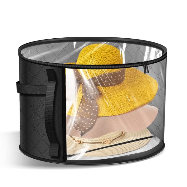 NUAHRHY Hat Box with Clear Window Round Hat Storage Box Large Capacity Hat Organizer Box Foldable Cowboy Hat Box Portable Hat Carrier Case for Women Men Storage
