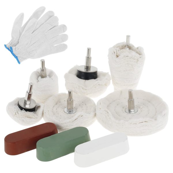 NUAHRHY 10Pcs Polishing Wheel for Drill Professional Buffing Wheel Kit with 3 Polishing Compound and 6 Polishing Wheel Reusable Metal Polishing Pad for Metal Jewelry Stainless Steel
