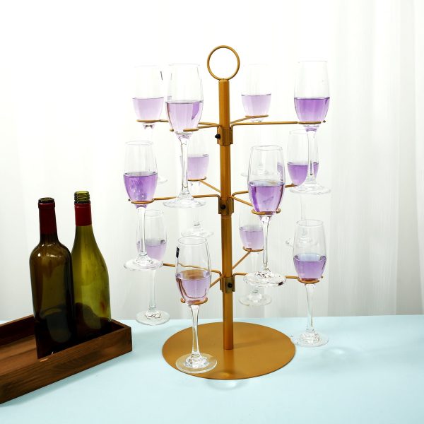 NUAHRHY Cocktail Tree Stand 3 Tiers Champagne Display Stand 12 Holders Wine Glass Display Stand Metal Cocktail Tower Stand Champagne Tower Cocktail Stand for Cocktails Champagne Wine