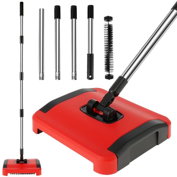Carpet Floor Sweeper with Horsehair Manual Carpet Sweeper Cleaner Carpet Broom Sweeper Efficient Hand Push Carpet Sweeper Rug Roller Brush Push for Cleaning Pet Hair Loose Debris Lint
