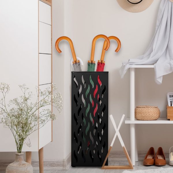 Wekvgz Metal Umbrella Holder Hollowed Square Free Standing Umbrella Rack Decorative Umbrella Stand Freestanding Umbrella Storage Rack Umbrella Organizer for Home Entryway Office (6.5*6.5*16.5in)