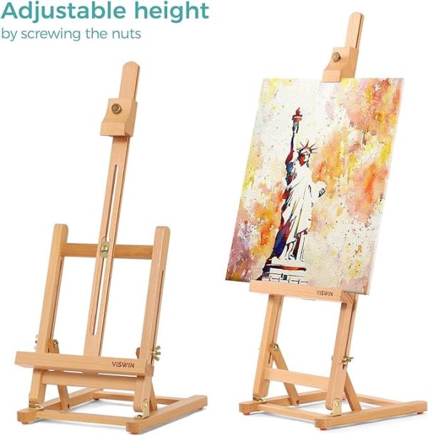 Desktop Art Easel Foldable Tabletop Easel Stand Height and Angle Adjustable Wooden Small Easel Portable Mini Desktop Easel for Studio Classroom Outdoor Sketching