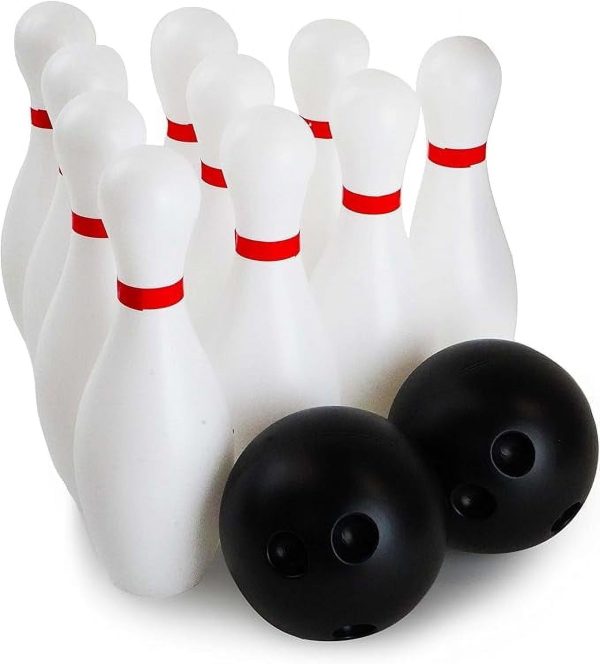 12pcs Kids Bowling Set Includes 10 Classical White Pins and 2 Balls Early Education Bowling Toy Portable Indoor Outdoor