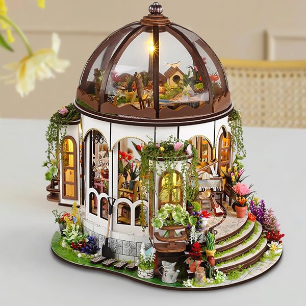 Lzvxtym DIY Miniature Dollhouse Kit,1:24 Scale 3D Wooden Tiny House Kit with LED Light and Furniture,Handmade Miniature House Kit for Kids Adults