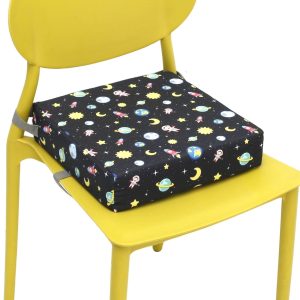 Dznils Toddler Booster Seat for Dining Table, with Safety Buckles, Non-Slip Bottom, Black Star