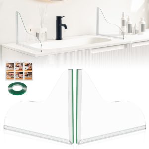 Keyohome Shower Splash Guards,2 Pcs Bathtub Shower Water Splash Guards,Acrylic Tub Corner Guards for Bathroom Tub,Easy to Install,Freestanding
