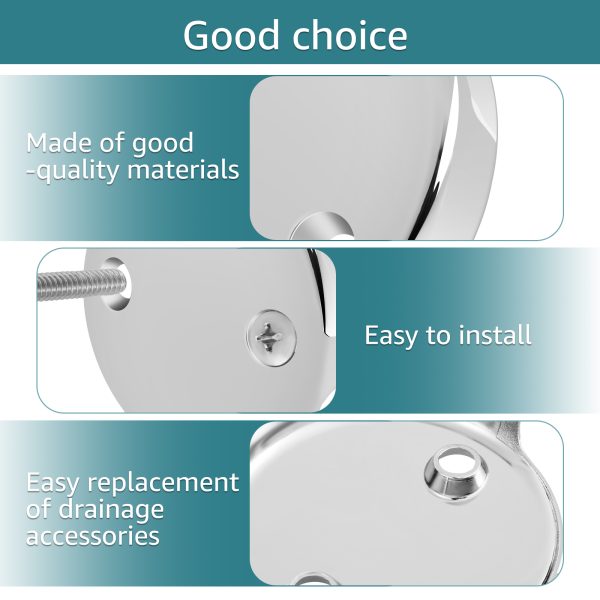 Qenwkxz Tub Overflow Drain Cover Double Hole Bathtub Overflow Drain Cover with Screws Easy to Install Cover for Most Standard Bath Tub Drains Silver bathtub Overflow Cover ABS 3.25in - Image 3