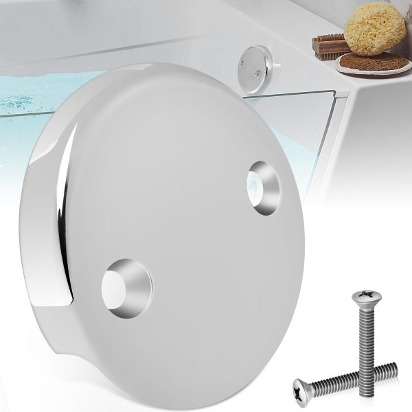 Qenwkxz Tub Overflow Drain Cover Double Hole Bathtub Overflow Drain Cover with Screws Easy to Install Cover for Most Standard Bath Tub Drains Silver bathtub Overflow Cover ABS 3.25in - Image 8