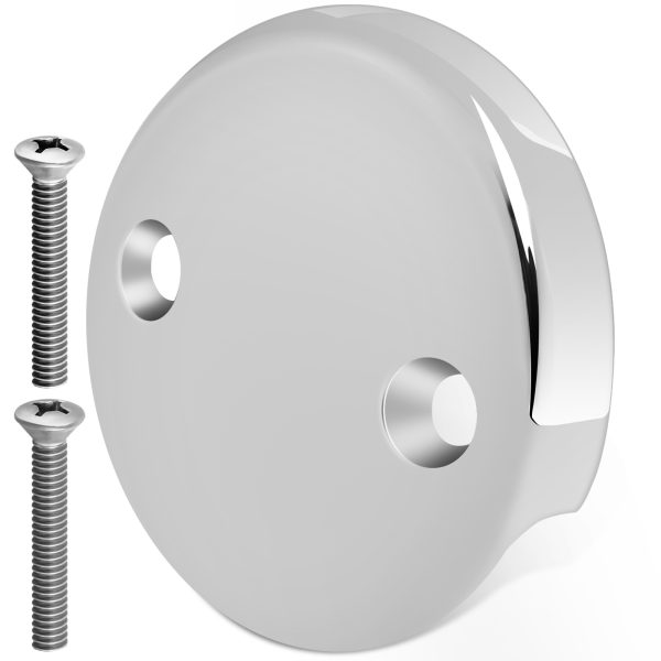 Qenwkxz Tub Overflow Drain Cover Double Hole Bathtub Overflow Drain Cover with Screws Easy to Install Cover for Most Standard Bath Tub Drains Silver bathtub Overflow Cover ABS 3.25in - Image 7