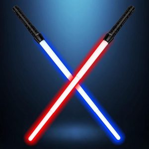 Wekvgz 2pcs Lightsaber Light Up Saber Sword for Kids, Retractable LED Light Saber with Sound for Fighters Warriors Hand Light Up Sword 2-in-1 LED Red Blue light
