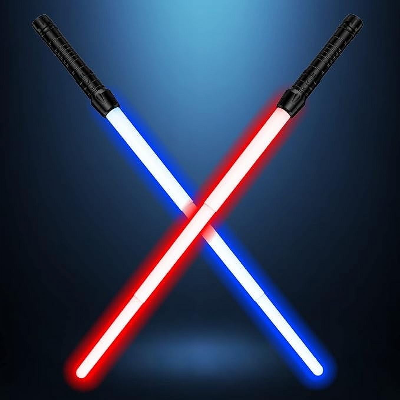 Wekvgz 2pcs Lightsaber Light Up Saber Sword for Kids, Retractable LED Light Saber with Sound for Fighters Warriors Hand Light Up Sword 2-in-1 LED Red Blue light