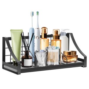 Jokapy Steel Toothbrush Holder, Toothpaste Holder, 7 Slots Bathroom Countertop Organizer, Black