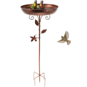 Bird Bath,32" Vintage Freestanding Birdbaths Birdfeeder,Metal Bird Baths Feeder Bowl for Outdoors Garden Patio Yard Lawn Decor,Upgraded 5-Pronged Base (Antique Bronze)