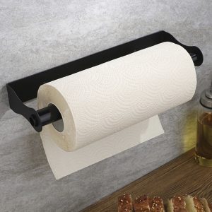 Wekvgz Paper Towel Holder Under Cabinet Wall Mount Stainless Steel Tissue Paper Roll Holder Heavy Duty Paper Roll Hanger Adhesive or Drilling Paper Towel Rack Durable Toilet Roll Holder for Bathroom