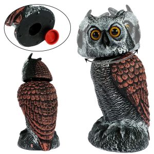 Ihvewuo Plastic Fake Owl Decoy Scarecrow to Scare Birds Lifelike Simulation Owl Bird Deterrent with 360Swivel Head Realistic Owl Statue for Garden Indoor Outdoor