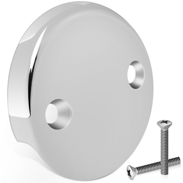 Qenwkxz Tub Overflow Drain Cover Double Hole Bathtub Overflow Drain Cover with Screws Easy to Install Cover for Most Standard Bath Tub Drains Silver bathtub Overflow Cover ABS 3.25in
